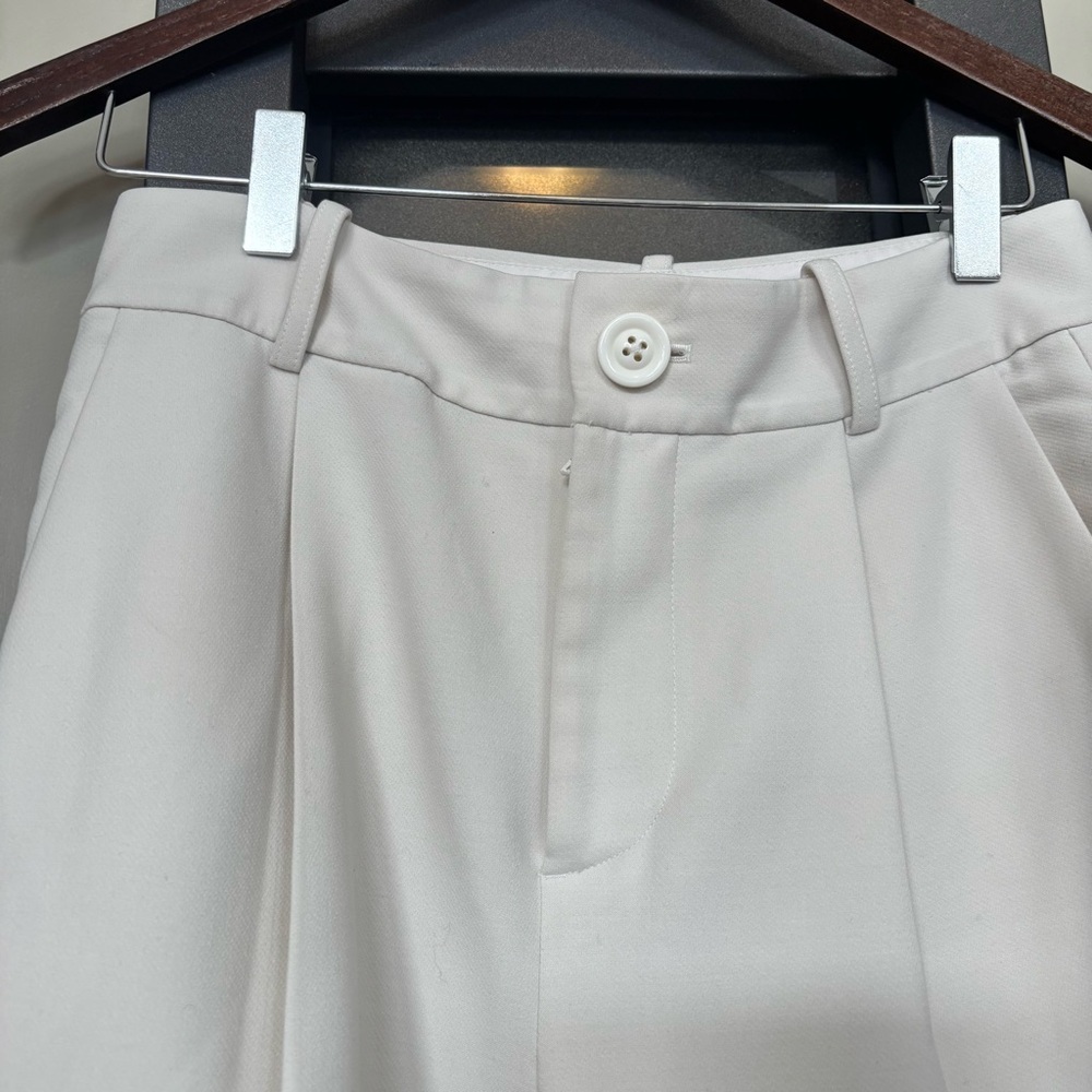 Alice + Olivia Ivory Wide Leg Trousers High Waist Tailored Pants Tall Size 0 - Picture 2 of 7